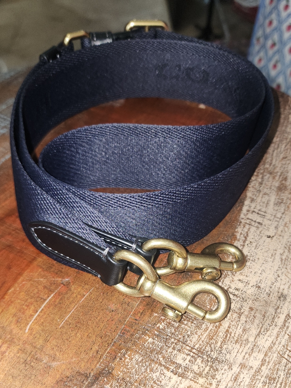Coach Navy Canvas Leather Shoulder Strap Brass Hardware Replacement
